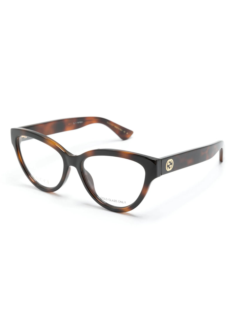 Armação de óculos Gucci Eyewear gatinho efeito tartaruga