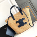 Bolsa Celine Medium Supple Panier In Raffia and Calfskin
