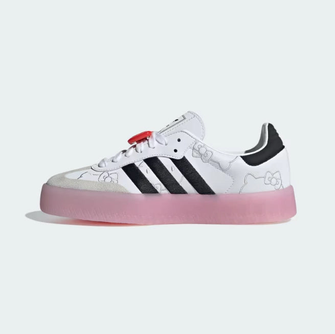 Tênis Adidas Sambae x Hello Kitty "Cloud White Clear Pink" Branco