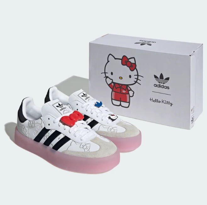 Tênis Adidas Sambae x Hello Kitty "Cloud White Clear Pink" Branco