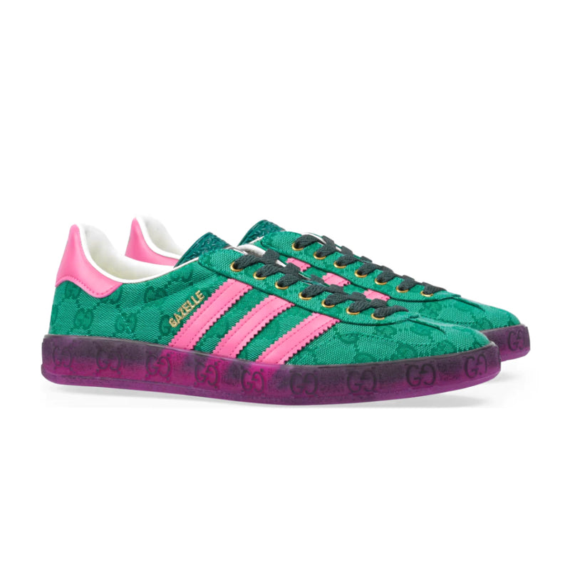 Tênis Adidas Gucci x Gazelle Green Pink Strata