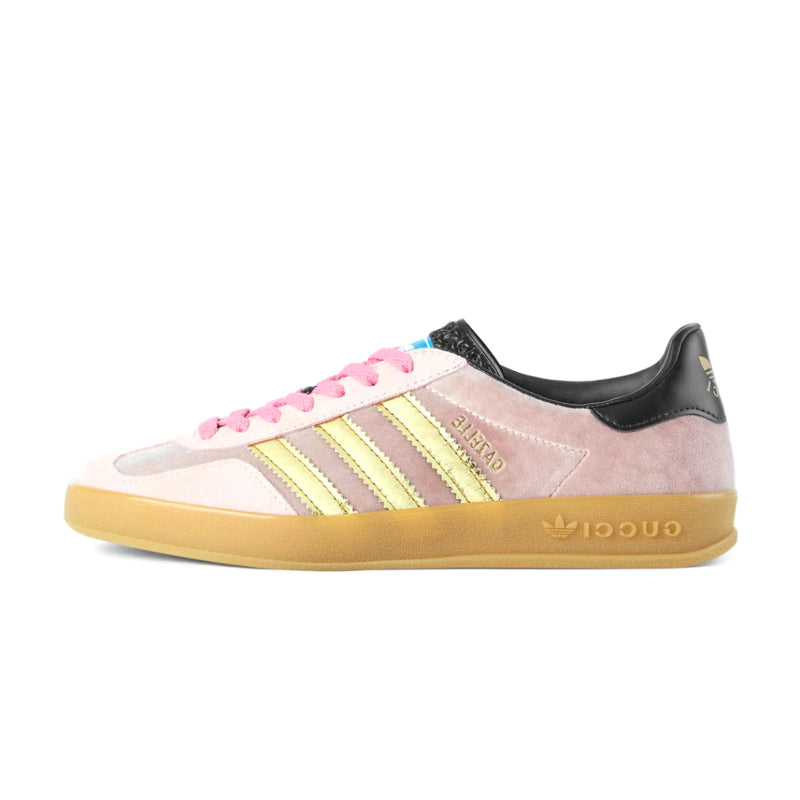 Tênis Adidas Gucci x Gazelle Pink Velvet Gold