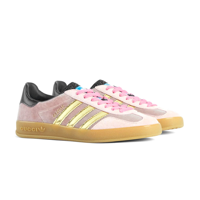 Tênis Adidas Gucci x Gazelle Pink Velvet Gold