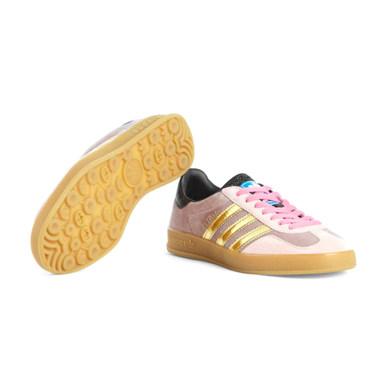 Tênis Adidas Gucci x Gazelle Pink Velvet Gold