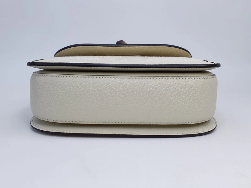 Bolsa Gucci Bamboo 1947 Small, Couro Tecido com Alça Longa, Off White