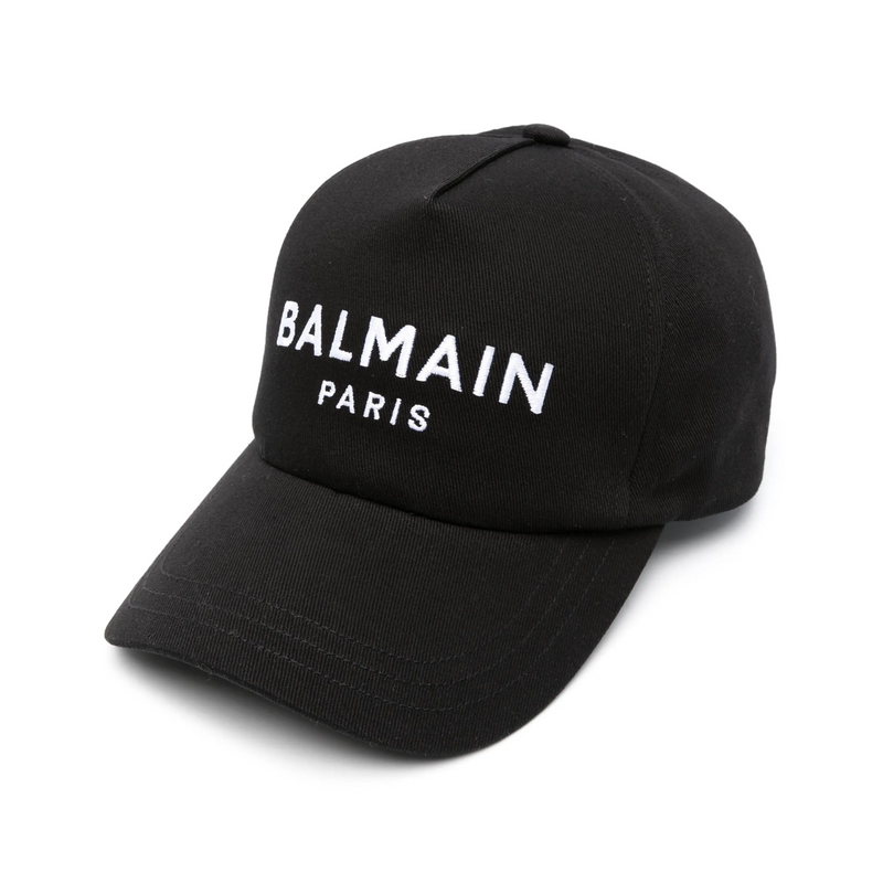 Boné preto Balmain com logo bordada