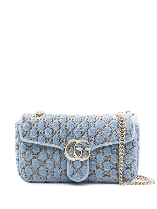 Bolsa Gucci de ombro GG Marmont pequena - Azul
