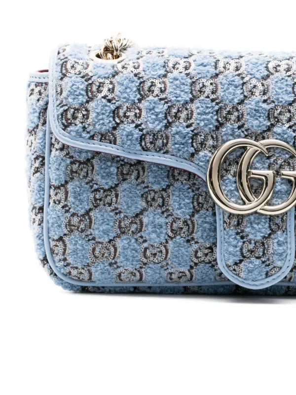 Bolsa Gucci de ombro GG Marmont pequena - Azul
