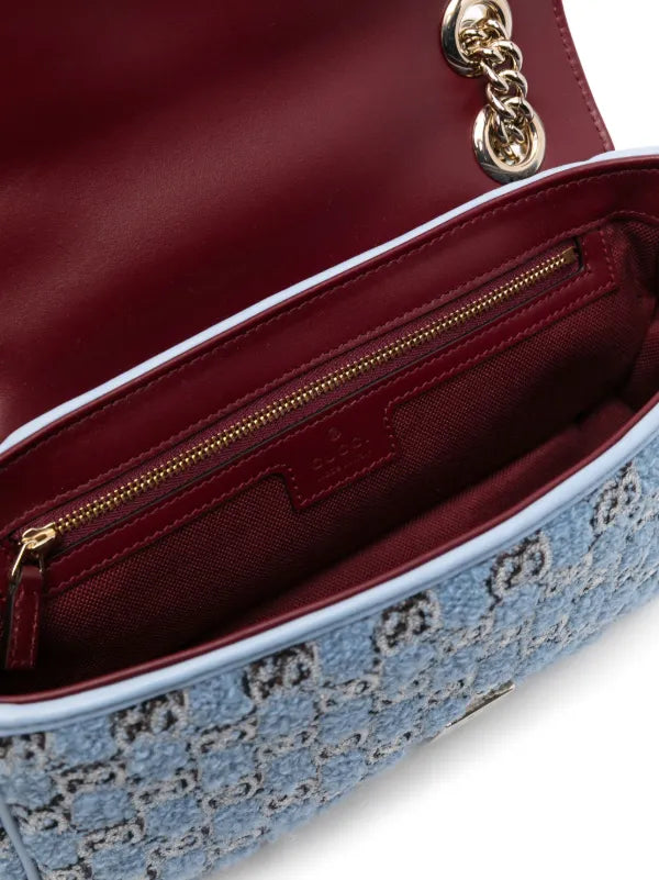 Bolsa Gucci de ombro GG Marmont pequena - Azul