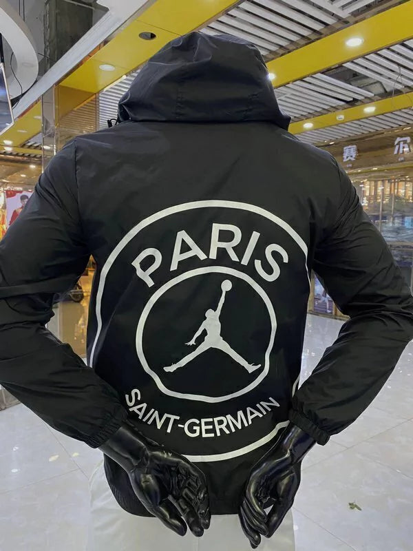 Jaqueta Nike Corta Vento Jordan x PSG Branca e Preta