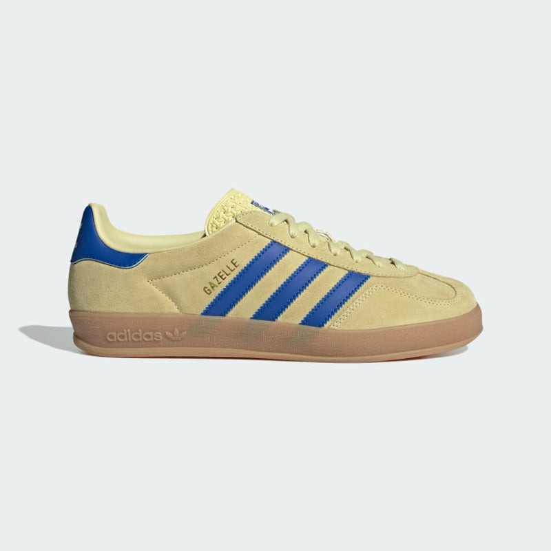 Adidas Gazelle Indoor Amarelo Pó, azul royal e branco nuvem