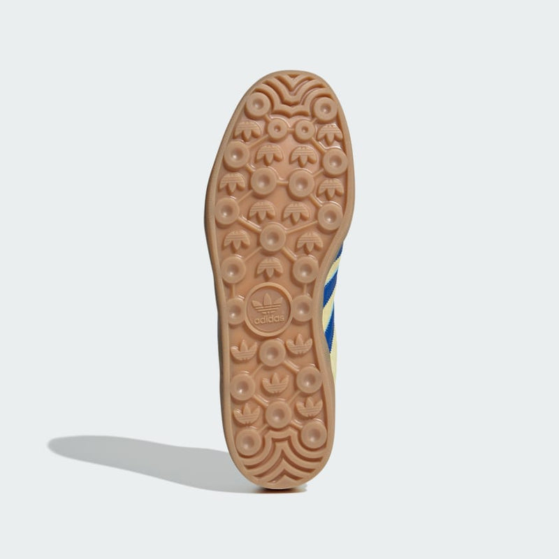 Adidas Gazelle Indoor Amarelo Pó, azul royal e branco nuvem