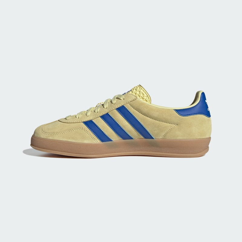 Adidas Gazelle Indoor Amarelo Pó, azul royal e branco nuvem