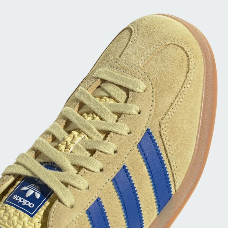 Adidas Gazelle Indoor Amarelo Pó, azul royal e branco nuvem