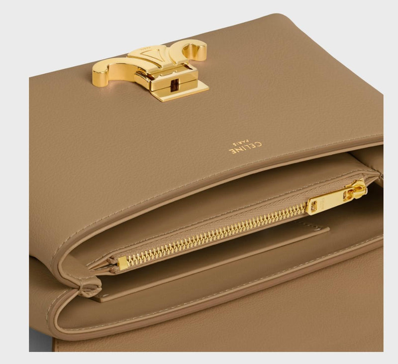 Bolsa Celine Triomphe Teen em Couro de Bezerro Brilhante