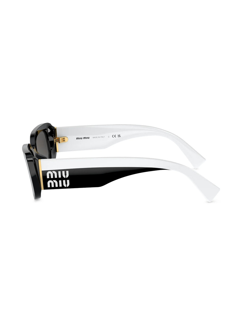 Óculos de sol Miu Miu Eyewear retangular com logo Black White